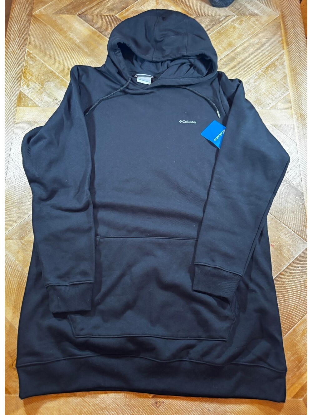 NWT Columbia Women’s XL Black Longline Hoodie Sweatshirt Kangaroo Pocket (2006)
